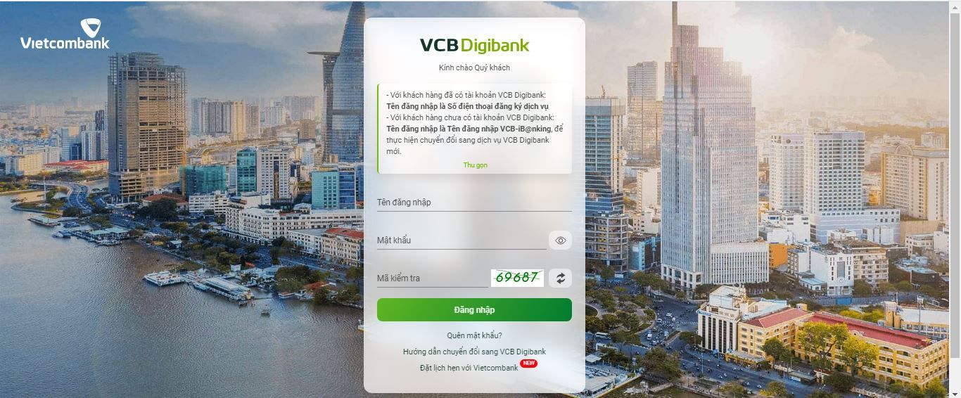 Chuyển tiền Vietcombank qua VCB Digibank 6