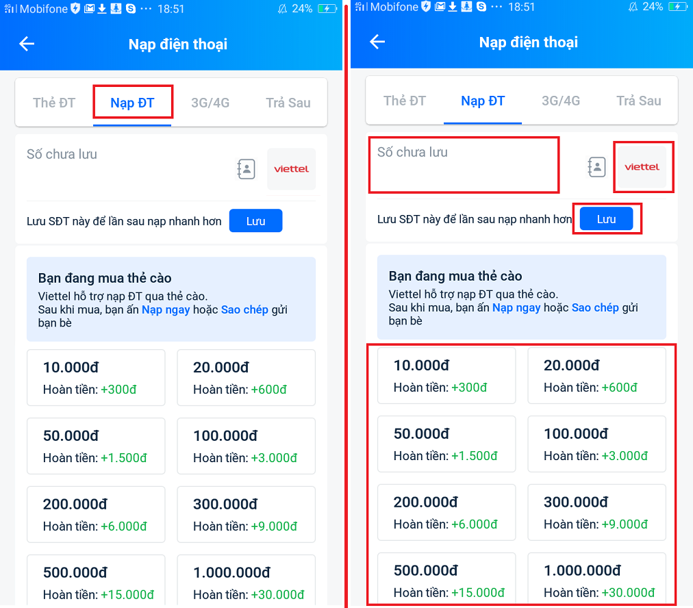 Nạp tiền Viettel qua ví điện tử Zalo Pay 2