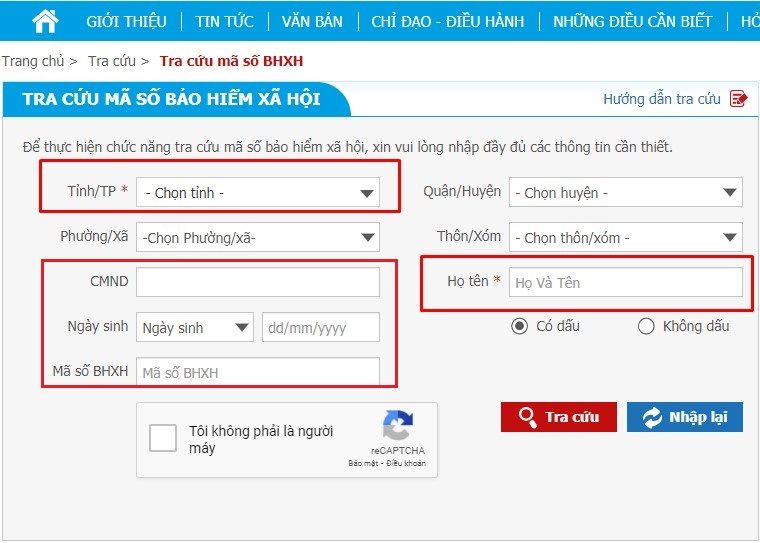 Tra cứu bảo hiểm xã hội trực tuyến trên website của Cơ quan BHXH