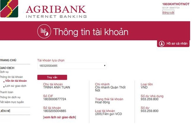Cách kiểm tra tiền trong thẻ ATM qua Internet Banking