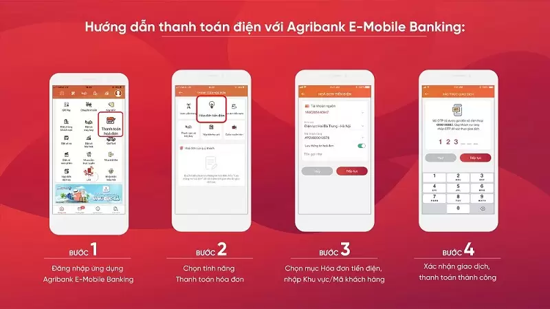 Cách thanh toán tiền điện bằng app Agribank E-mobile Banking