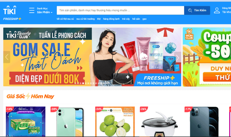 Săn mã giảm giá Tiki trên website chính thức
