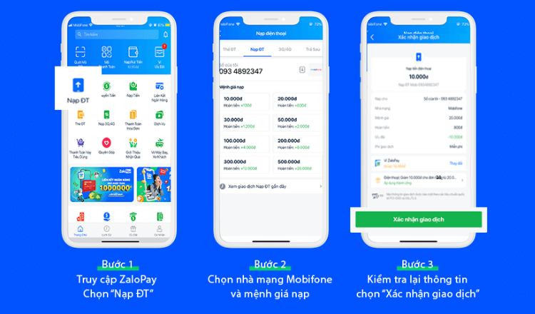 Các bước nạp thẻ MobiFone qua ví điện tử ZaloPay | ZaloPay