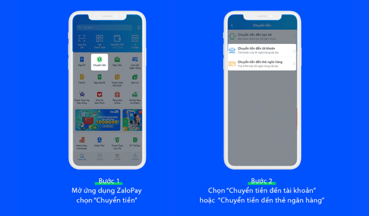 cách chuyển tiền đến tài khoản ngân hàng qua ứng dụng ZaloPay