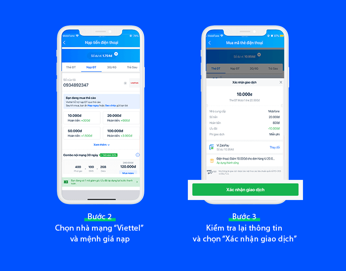Nạp tiền Viettel qua ZaloPay