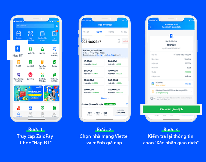 Hướng dẫn các nạp thẻ Viettel qua ZaloPay