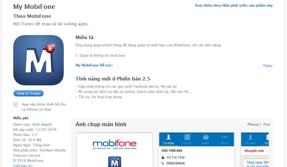App My Mobifone (Nguồn: hunghapay.com)