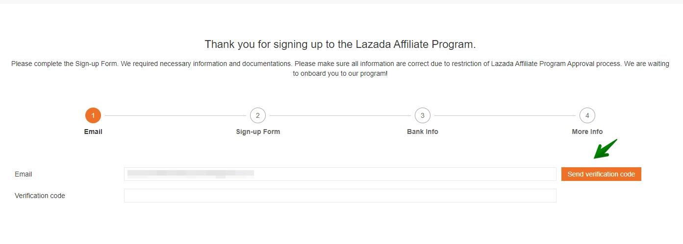 Xác nhận email đăng ký Lazada Affiliate