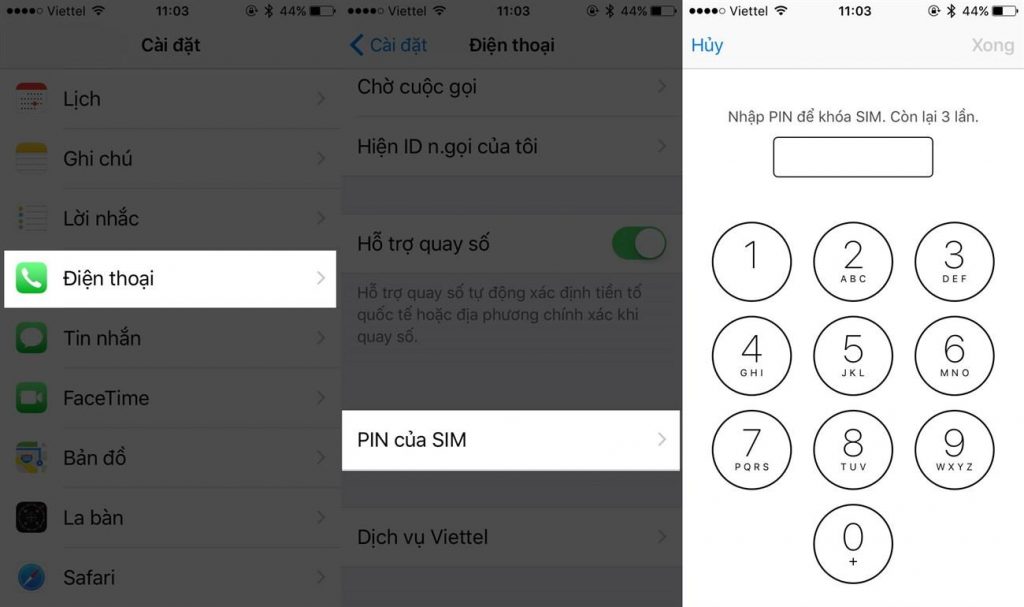 Mở mã pin sim Viettel cho iPhone (Nguồn: fixmobile.vn)