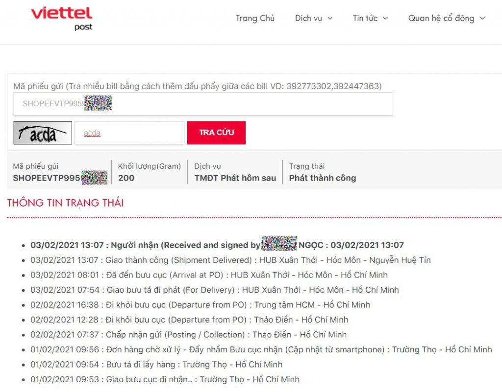 Cách tra cứu mã vận đơn ViettelPost trên web Viettel