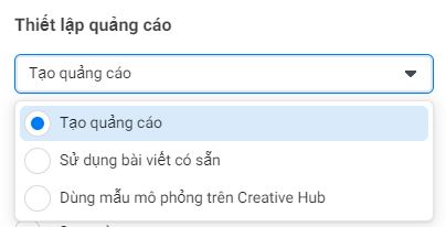 Tiến hành thiết lập quảng cáo