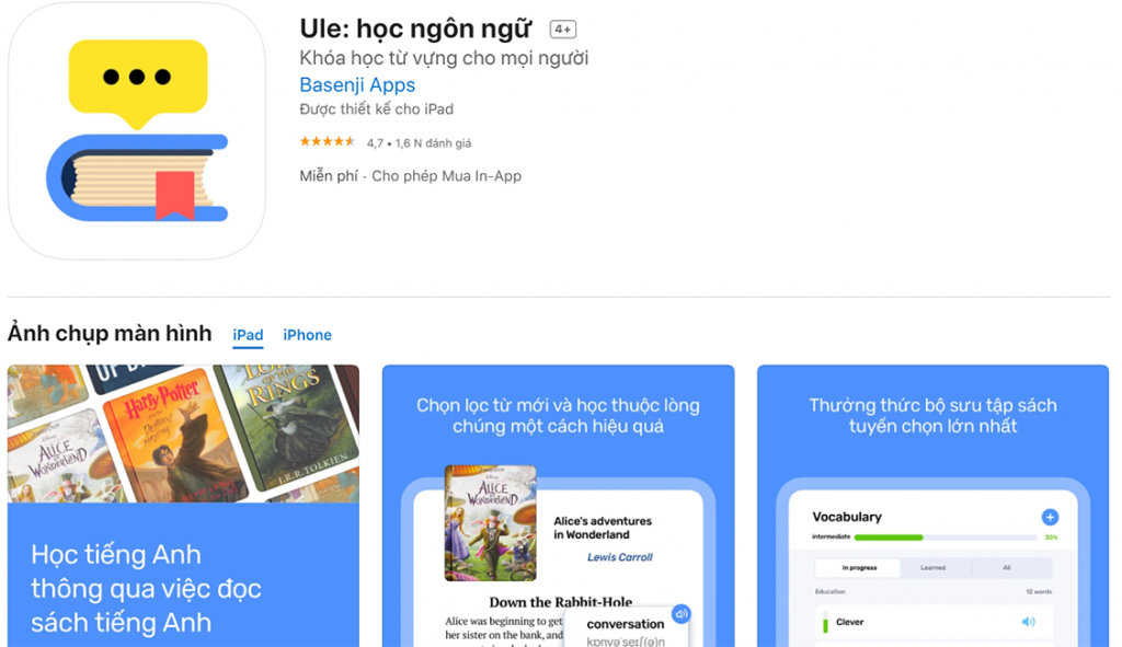 Ule – App chuyên học từ vựng tiếng Anh bằng phương pháp nhắc lại