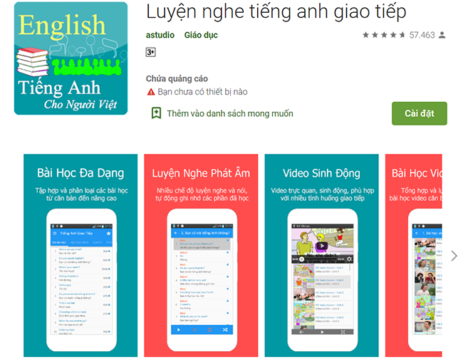 Ứng dụng English - Tiếng Anh cho người Việt