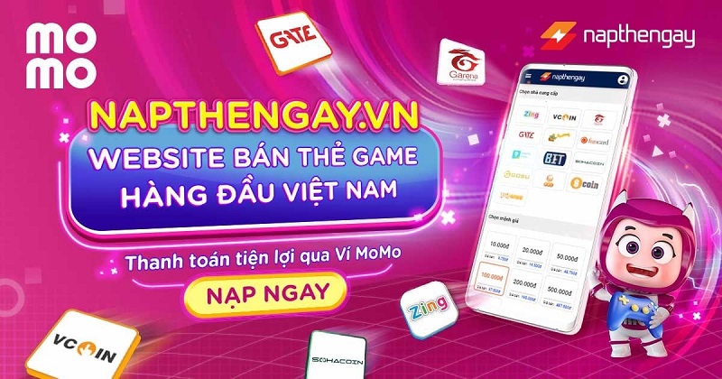 Mua thẻ game online nhanh chóng tại napthengay.vn và thanh toán qua ví Momo nhận ưu đãi hấp dẫn