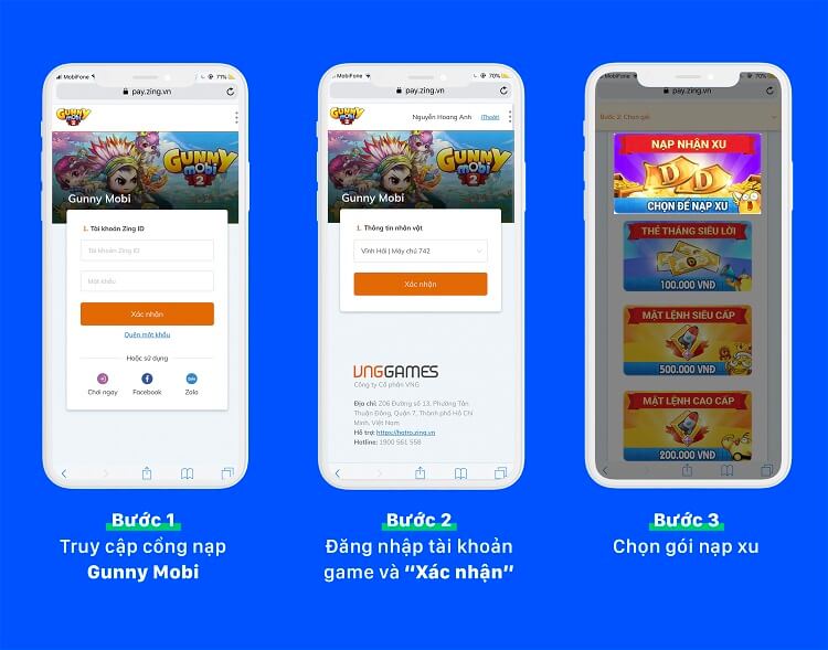 cách nạp thẻ game gunny mobi qua ví ZaloPay