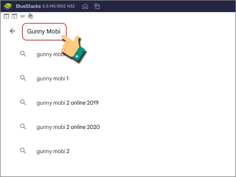 Bước 2: Tìm game Gunny Mobi tại thanh tìm kiếm của cửa hàng trò chơi.