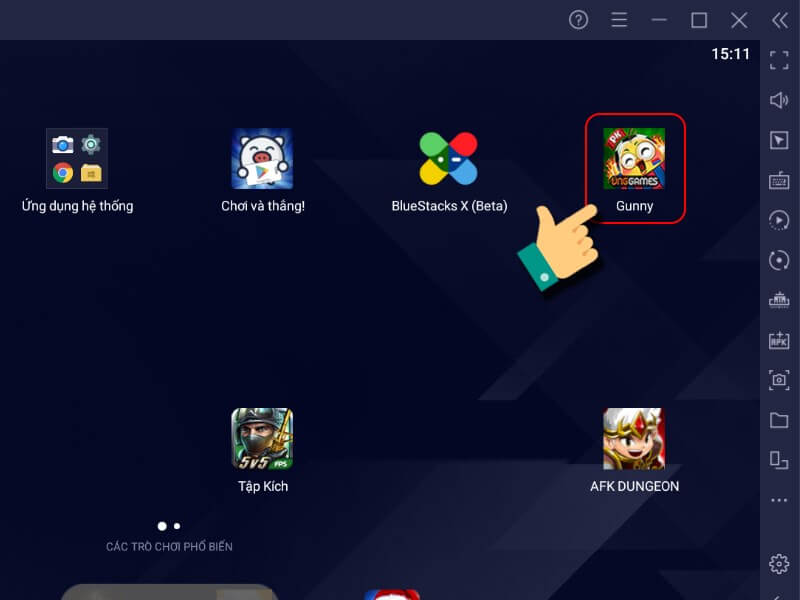 ấn vào game Gunny Mobi.
