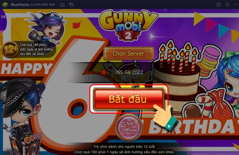 Ấn bắt đầu và đăng nhập tài khoản game