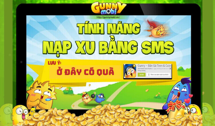 Cách nạp xu Gunny Mobi bằng tin nhắn SMS Viettel, VinaPhone và MobiFone