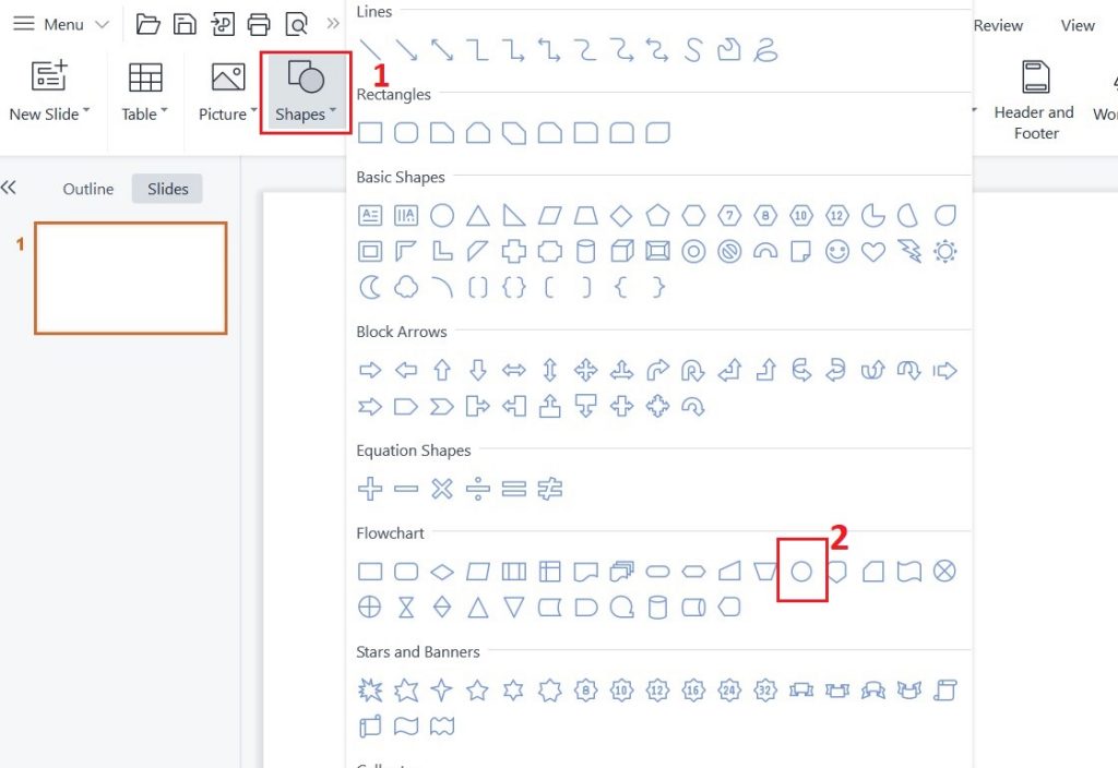 Bước 1 vẽ bánh xe cuộc đời trên Powerpoint
