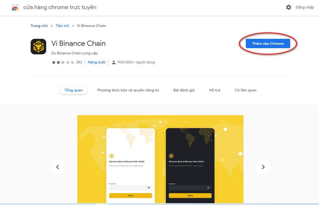Thêm tiện ích Ví Binance Chain vào Chrome