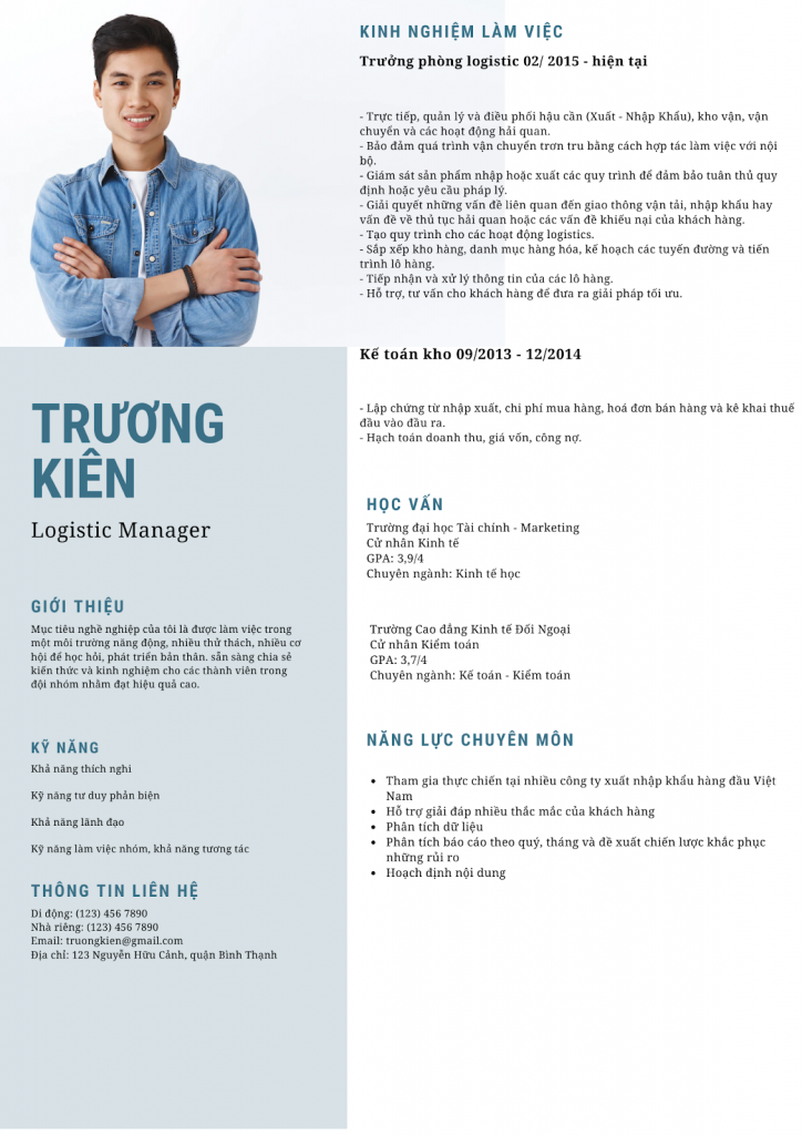 Mẫu CV Logistics Manager