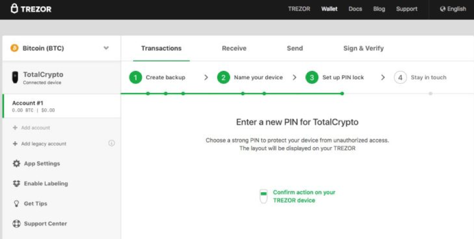 Tạo bản back up và tiến hành lưu mật khẩu mà Trezor cung cấp