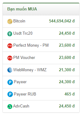 Tỷ giá tiền ADVCash