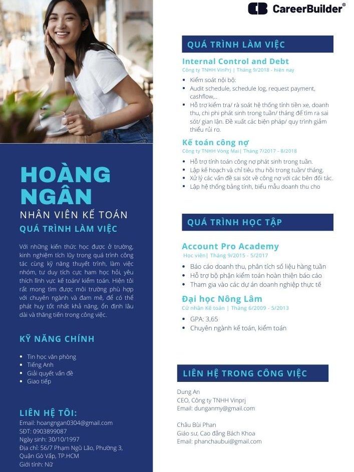 Tải mẫu CV xin việc kế toán chuẩn, thu hút nhà tuyển dụng