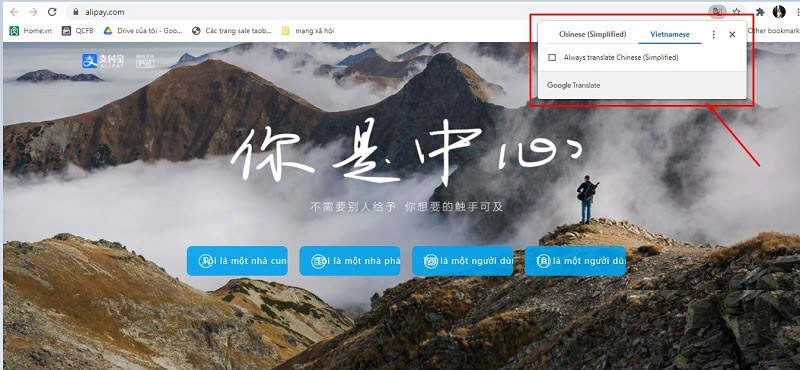 Thực hiện chuyển đổi ngôn ngữ sang tiếng Việt