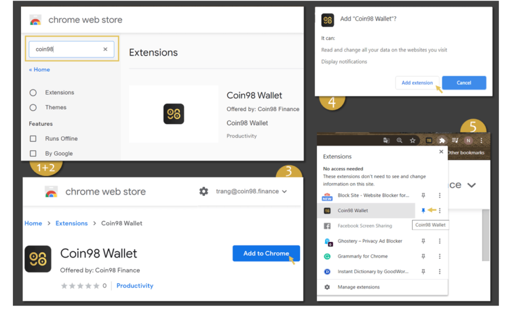 Tải ứng dụng ví tại web store của Chrome