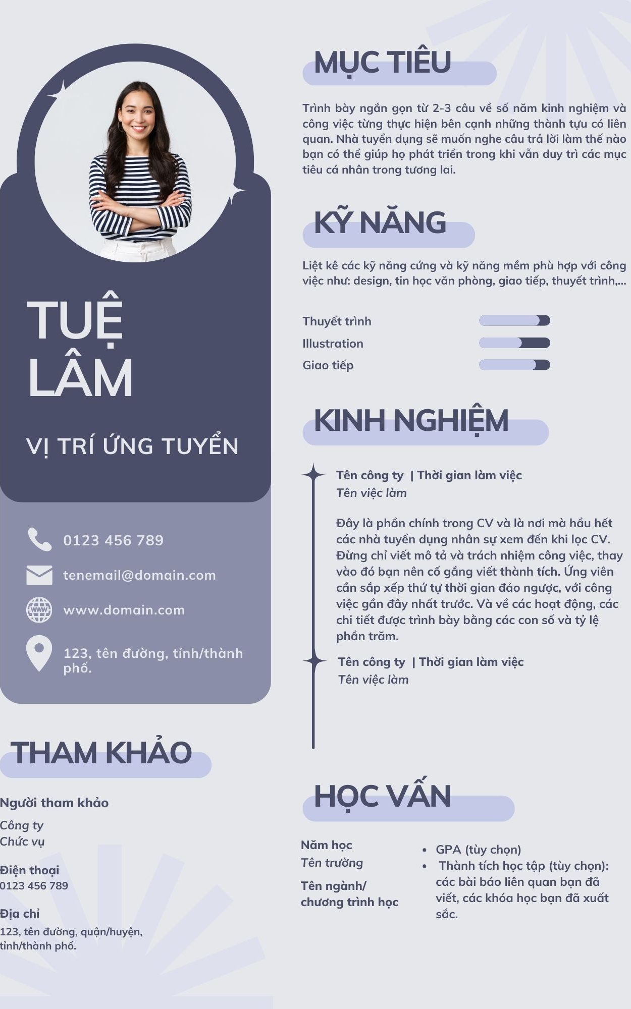 Kết hợp hài hòa giữa 2 màu xám, đen giúp CV của bạn trở nên trang nhã hơn