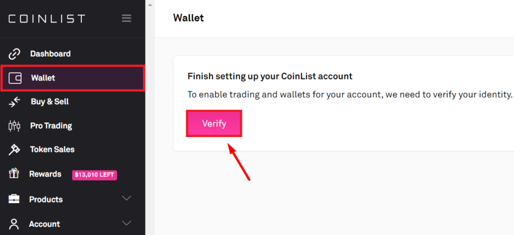 Xác minh danh tính trên Coinlist 