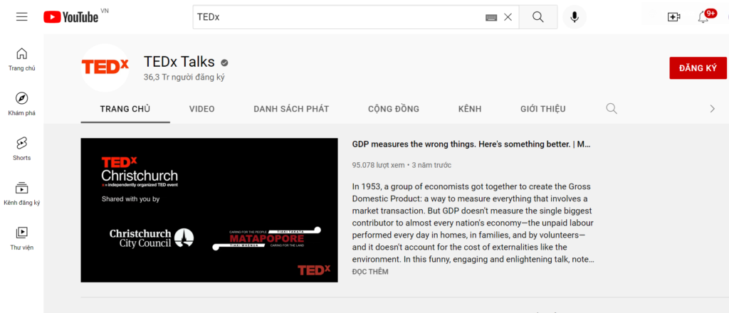 Kênh Youtube về tài chính nổi tiếng TEDx