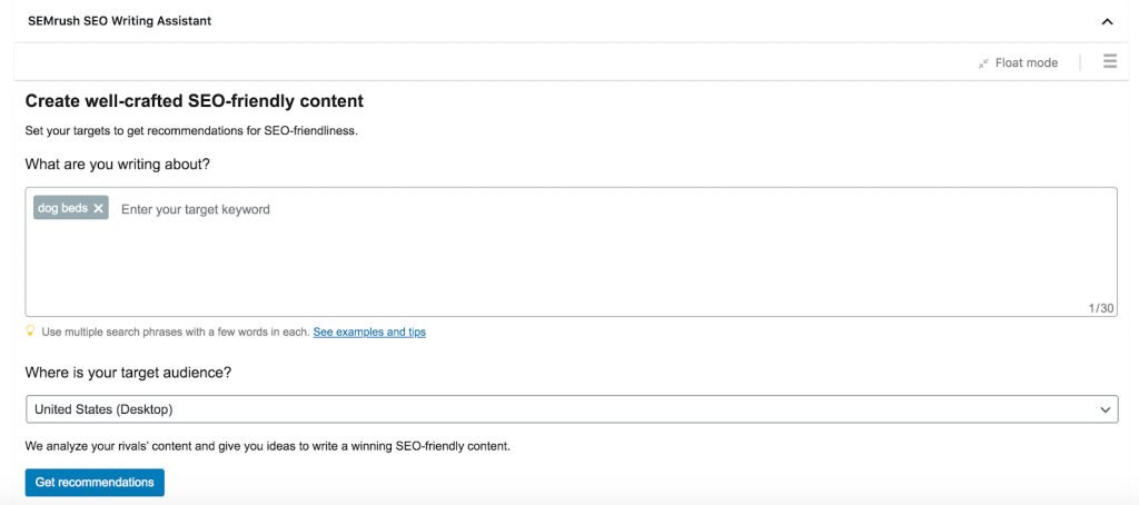 The SEO Writing Assistant ensures that the content is written in accordance with SEO standards