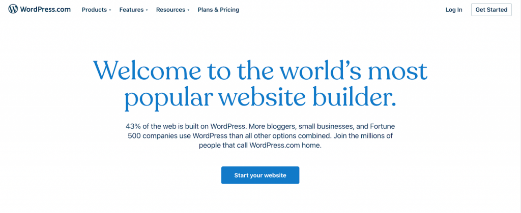 WordPress.com is the most popular website builder in the world