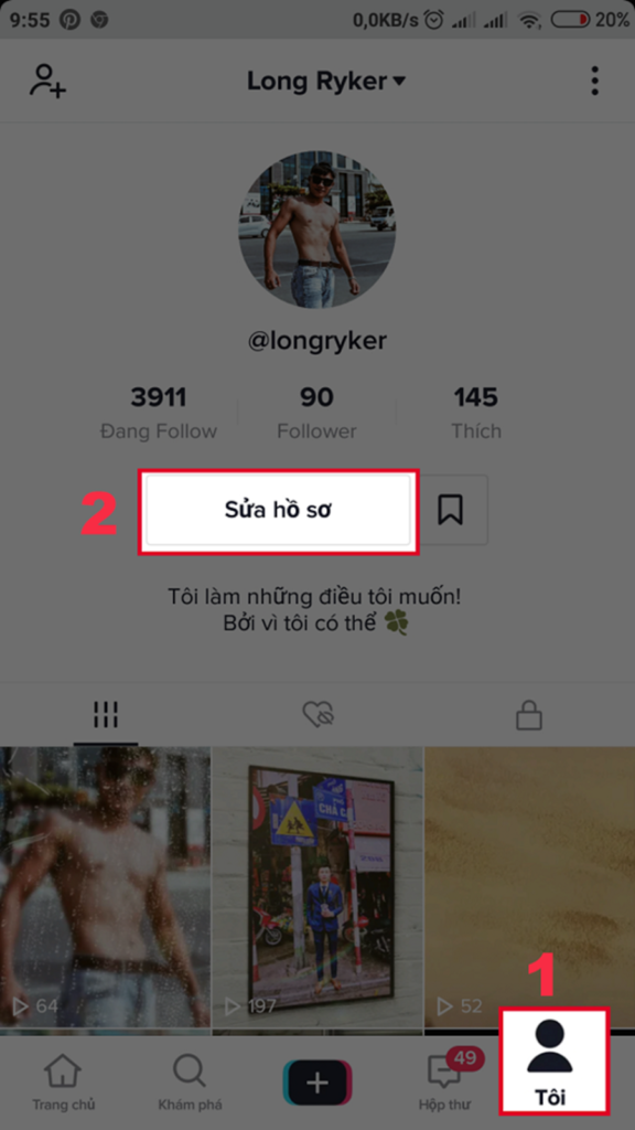 Lựa chọn Sửa hồ sơ để thay đổi tên Tik Tok 