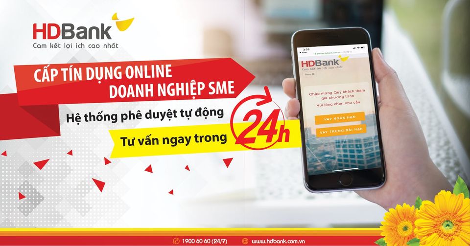 Cấp tín dụng doanh nghiệp online trong 24h với HDBank
