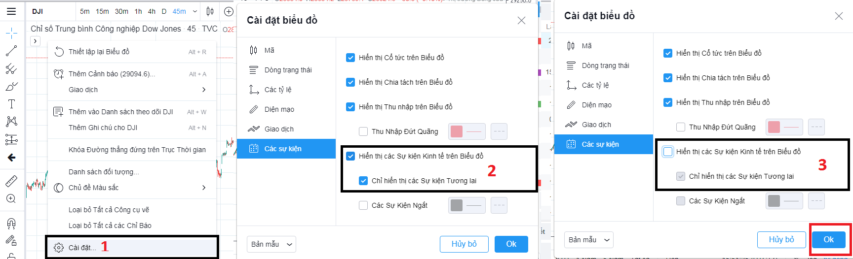 Cách tắt các thông tin sự kiện làm nhiễu biểu đồ trên TradingView