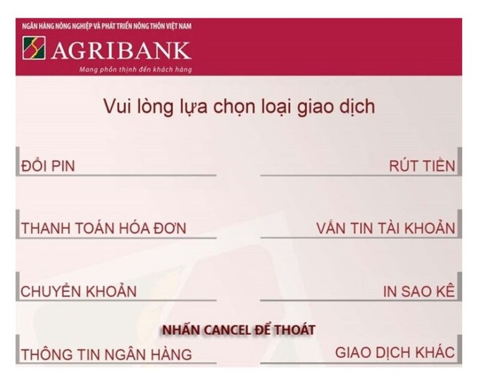 Bước 2: Tại màn hình lựa chọn loại giao dịch, nhấn chọn “giao dịch khác” - Đăng ký Internet Banking Agribank