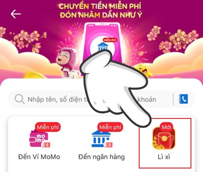 Chuyển tiền lì xì nhanh chóng với Momo