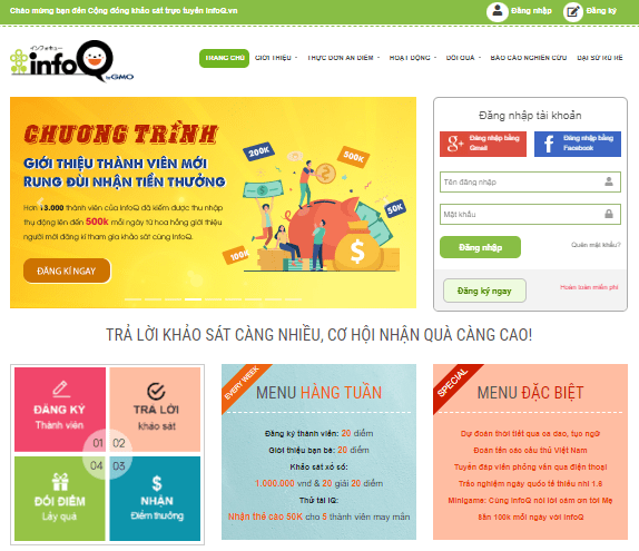 Infoq.vn - Trang web kiếm tiền online tại nhà từ các khảo sát trực tuyến