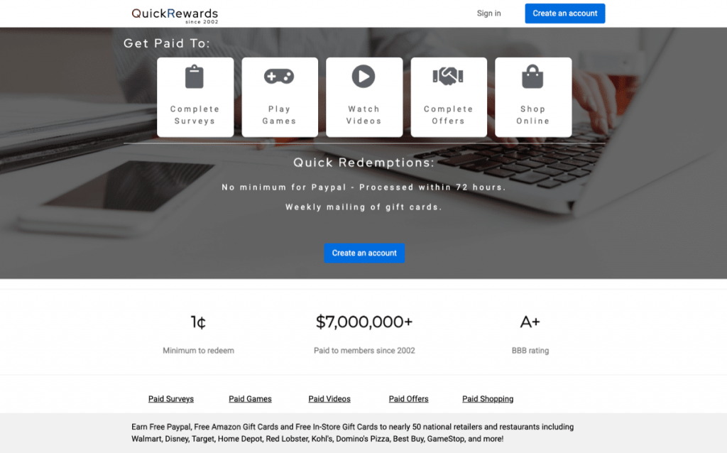 QuickRewards.net - Trang web kiếm tiền online nhanh chóng, dễ dàng
