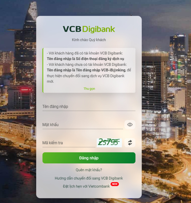 Nạp tiền điện thoại cho người khác qua ngân hàng Vietcombank với VCB Digibank