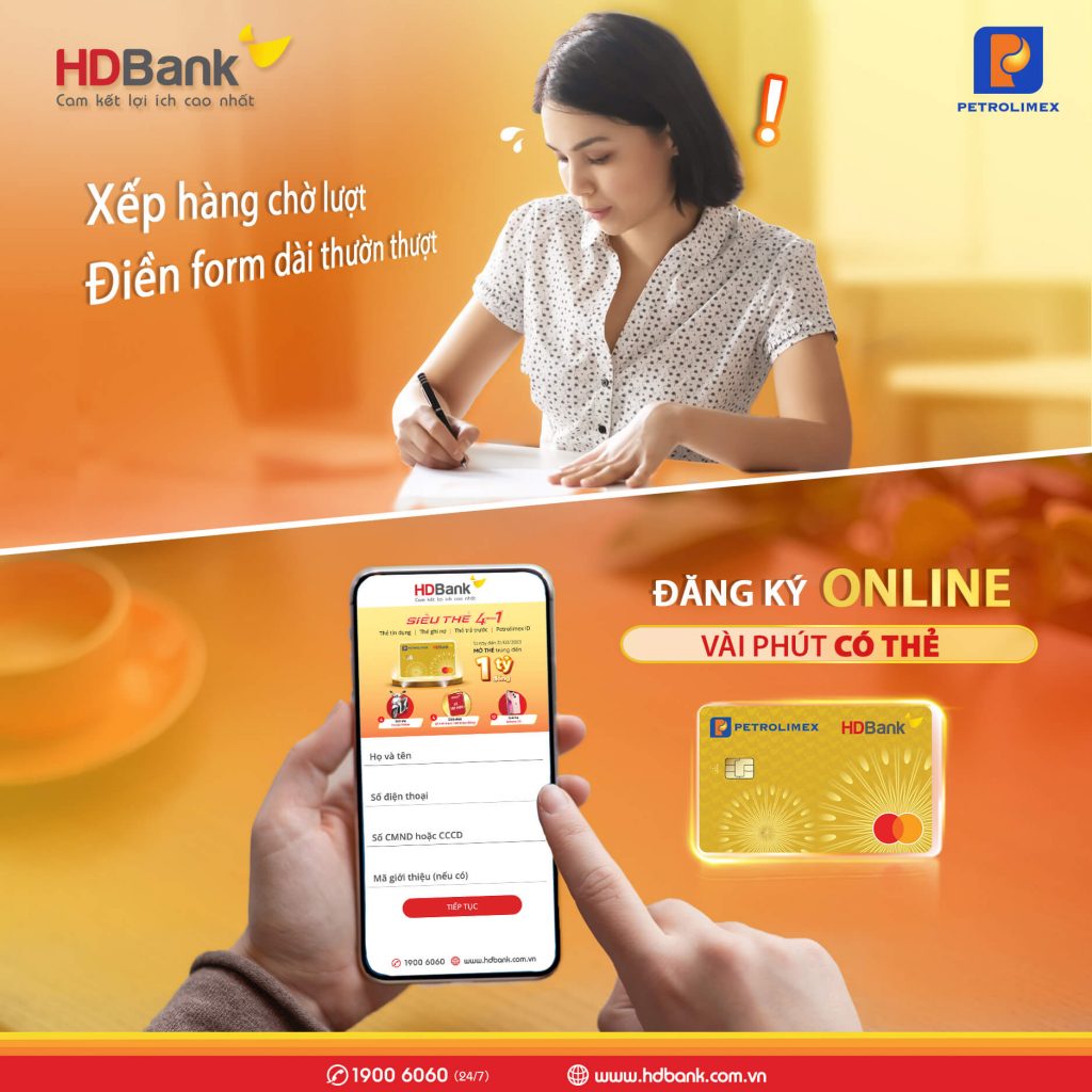 Mở thẻ Mastercard HDBank Petrolimex 4 trong 1