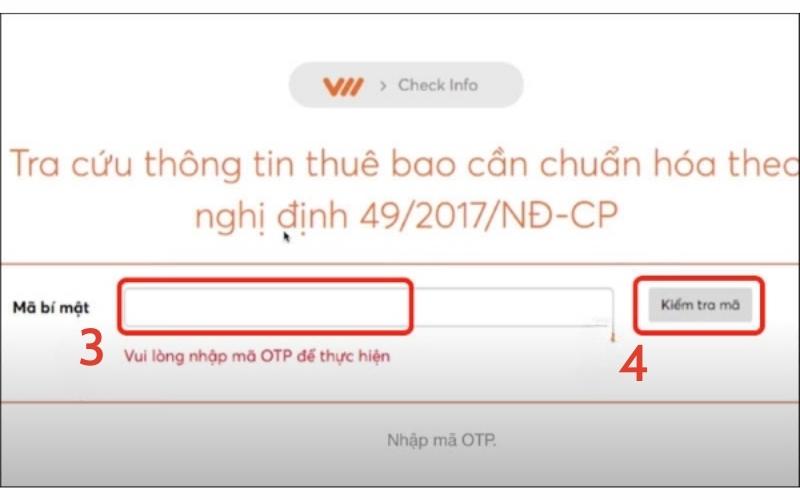 Nhập mã OTP được gửi về