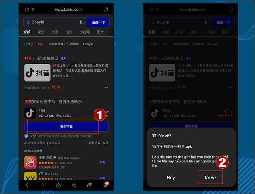 Các bước tải TikTok Trung Quốc APK trên Baidu