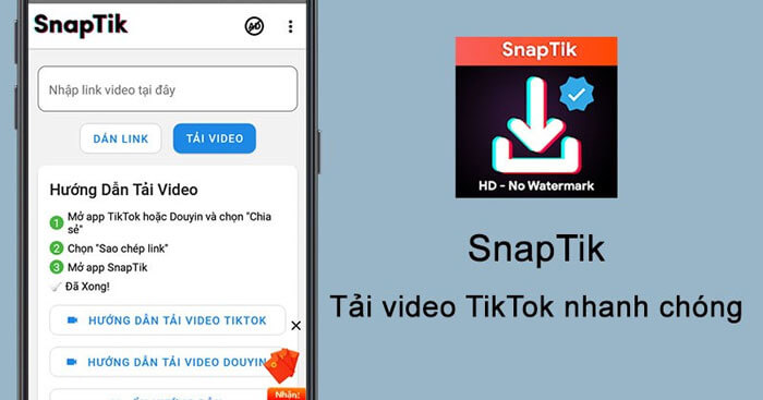 Xóa logo TikTok trên video bằng SnapTik.App