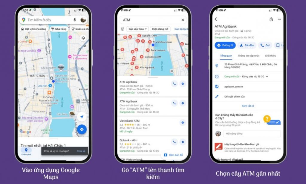 Tìm cây ATM gần nhất trên Google Maps