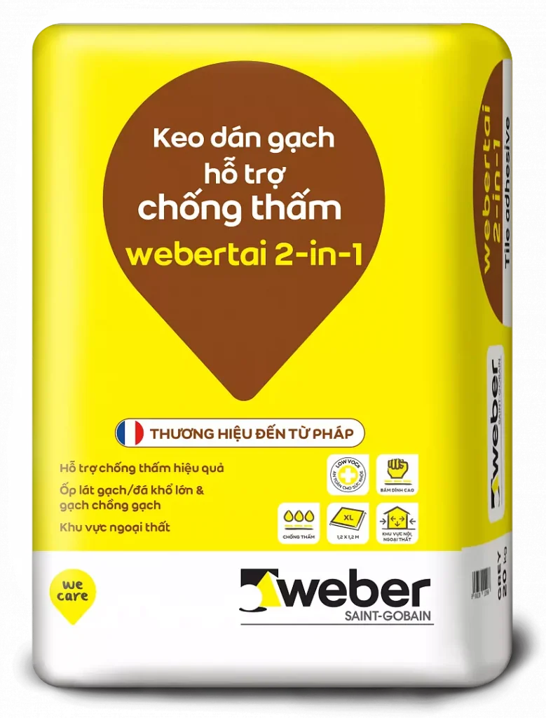 Keo dán Gạch Ốp Lát Nhà Vệ Sinh hỗ trợ chống thấm Webertai 2-in-1